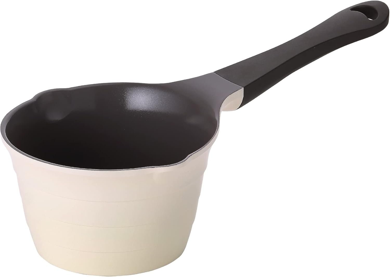 1qt Saucepan Butter Warmer Milk Boiling|Melting Pot, Healthy Ceramic Nonstick Coating -free, 2 Pour Spouts, Dishwasher Safe, Ivory