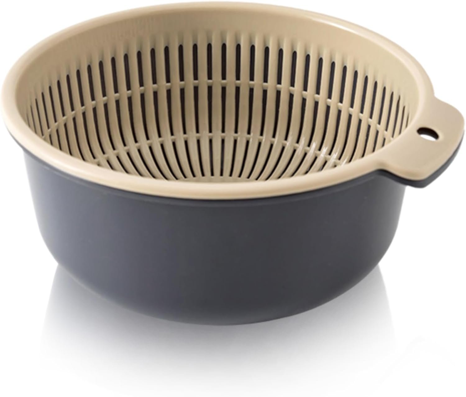 Kitchen Strainer Colander Bowl Sets, 2-in-1 Washing Bowl and Strainer Double-Layer Plastic Fruits Vegetable Washing Basket for Cleaning Washing Mixing(L-Round)