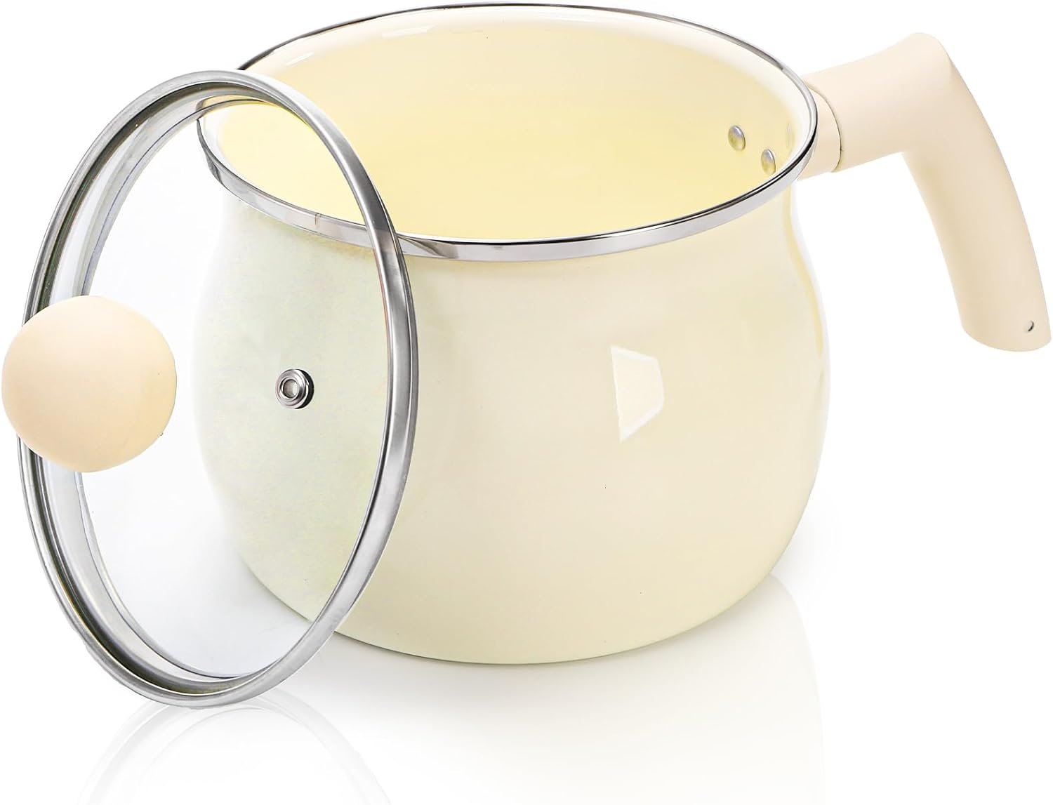 Non-Stick Sauce Pan, 2 Quart Milk Pot with Lid Long Handle, Multipurpose Cooking Pot for Butter Soup Warming, Boiling, Heating, Compatible with Gas, Electric, Induction Stovetop